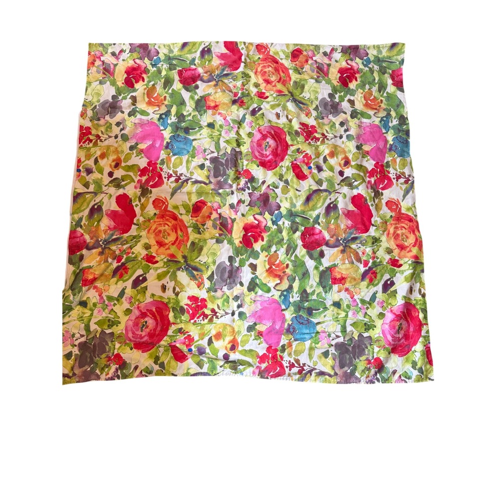 Floral Watercolor Square Tapestry Wall Hanging Multicolor Boho Decor 51x51